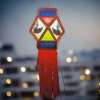 ALILA 3D Peacock Akash Kandil For Diwali Christmas Balcony Lamp Shade Jhumar Home Living Room Diwali Xmas Decor Decoration (Self Assembly - DIY: DO IT Yourself)