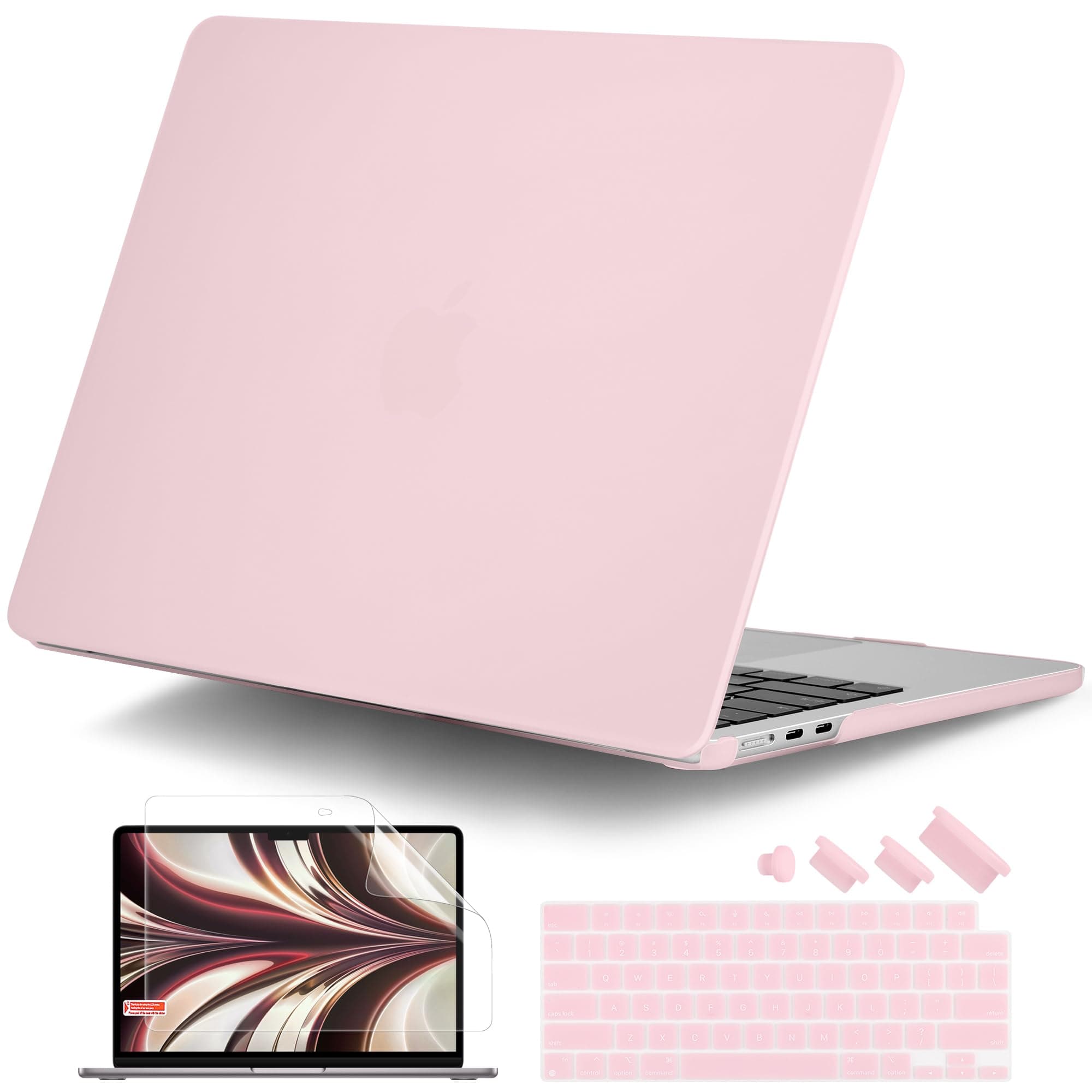DONGKE Compatible with MacBook Air 13 inch Case M5 M4 M3 M2 2026 2025 2024-2022 A3449 A3240 A3113 A2681, Plastic Hard Shell & Keyboard Cover for MacBook Air 13.6 inch, Cream Solid Pink