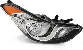 G-PLUS Headlight Right Passenger Side Halogen Compatible with Elantra 2011-2013 921023Y000 HY2503161 Clear Lens Chrome Housing Amber Reflector
