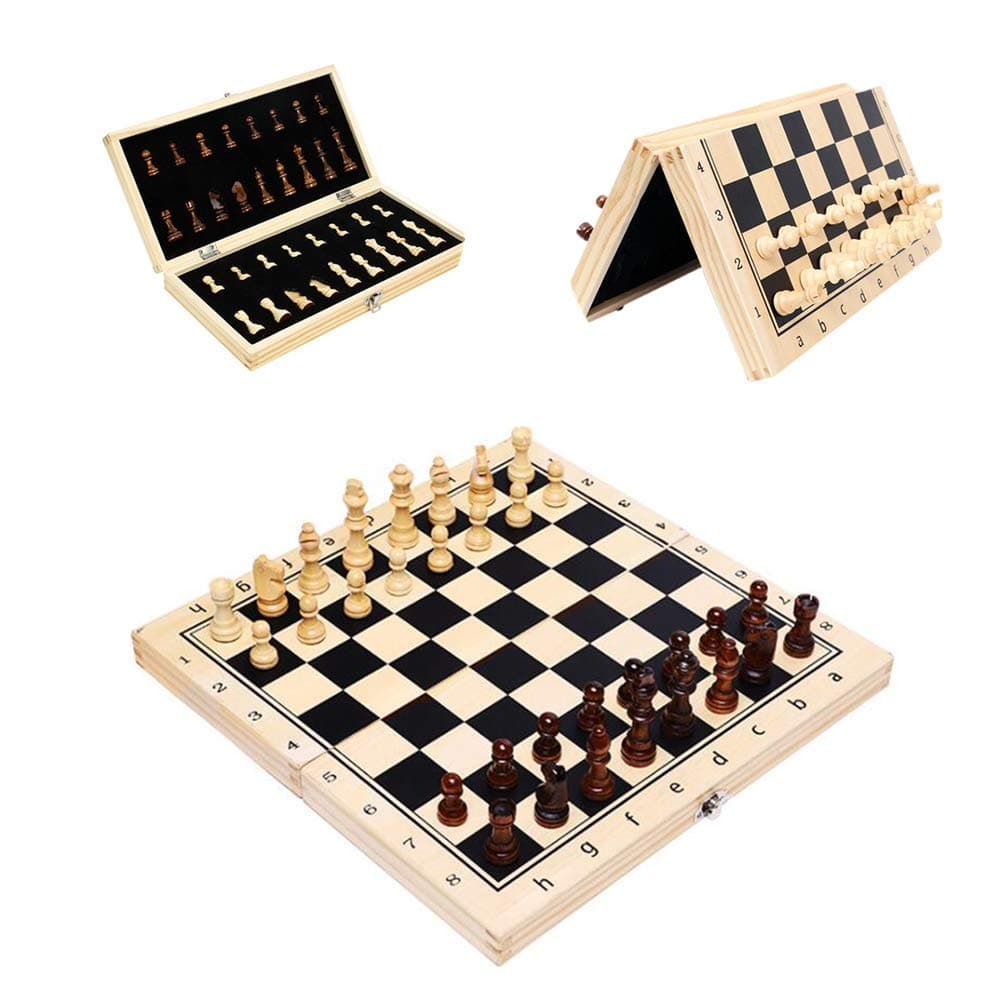 CeasydeChess Sets, 34CM Chess Board Wooden Folding Universal Standard Chess Game with Handcrafted Wood Magnetic Chessmen, A Perfect Educational Gift for Kids