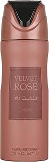 Lattafa Velvet Rose – Spicy, Floral, Musky, Woody – Perfumed Deodorant Spray for Women, 6.67 Ounce / 200 ml