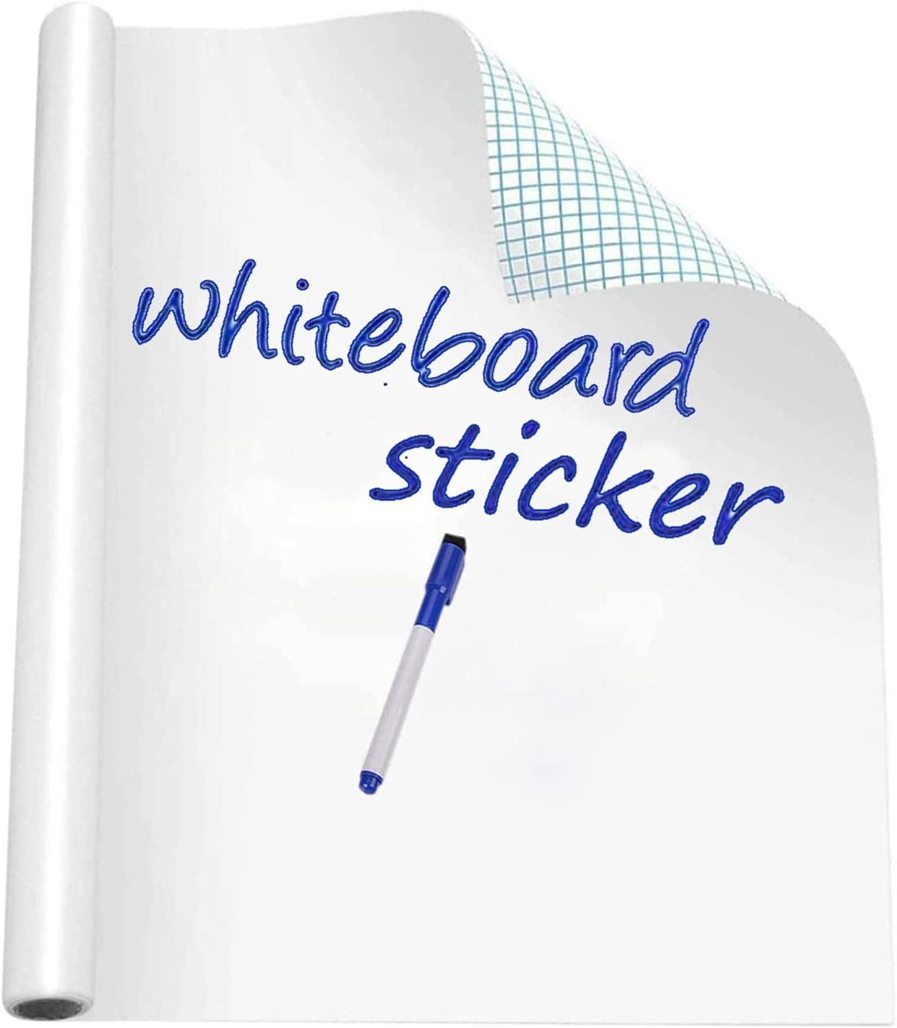 White Board Wall Sticker Removable Self Adheisve White Borad Wallpaper with Marker for Home School Office College (24x60 Inch)