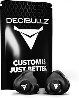 Decibullz 25-Decibel Noise-Reduction Earplugs for Hearing Protection, Custom-Molded Reusable Earplugs for Noise Sensitivity & Flights, Black