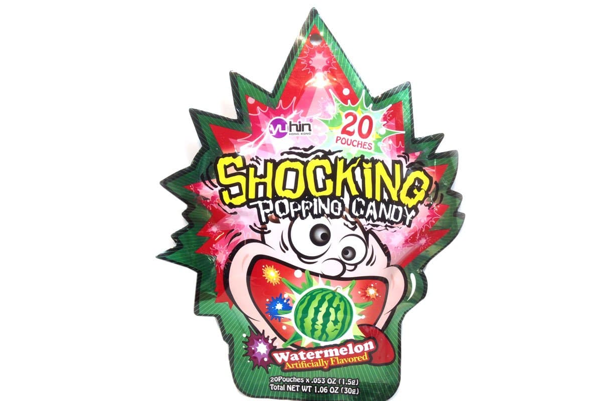 Shocking Popping Candy Assorted (Strawberry,Watermelon,Cola) Flavored Pouches (3 Pack)