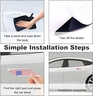 Wevdn 2 PCS 3D Tricolor Flag Emblem, Car Exterior Emblem Badge Sticker Decal, Vehicle Fender Bumper Decals, 3D Aluminum Declaration Badge for All Models, Universal Car Accessories (USA)