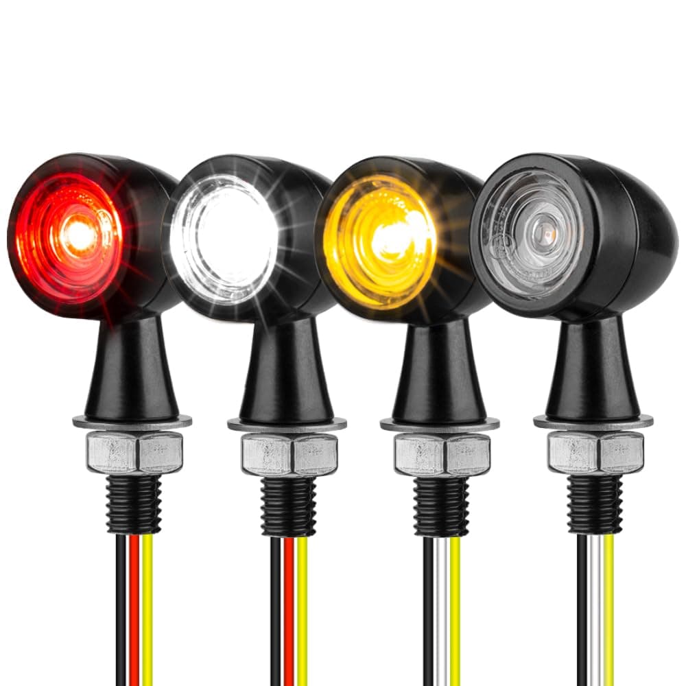 Mini Bullet LED Turn Signals for Motorcycle Mini Blinkers Small Front Rear Indicator Compatible with Harley Davidson Honda Triumph Cruiser Choppers Street Bike (Clear-4PCS)