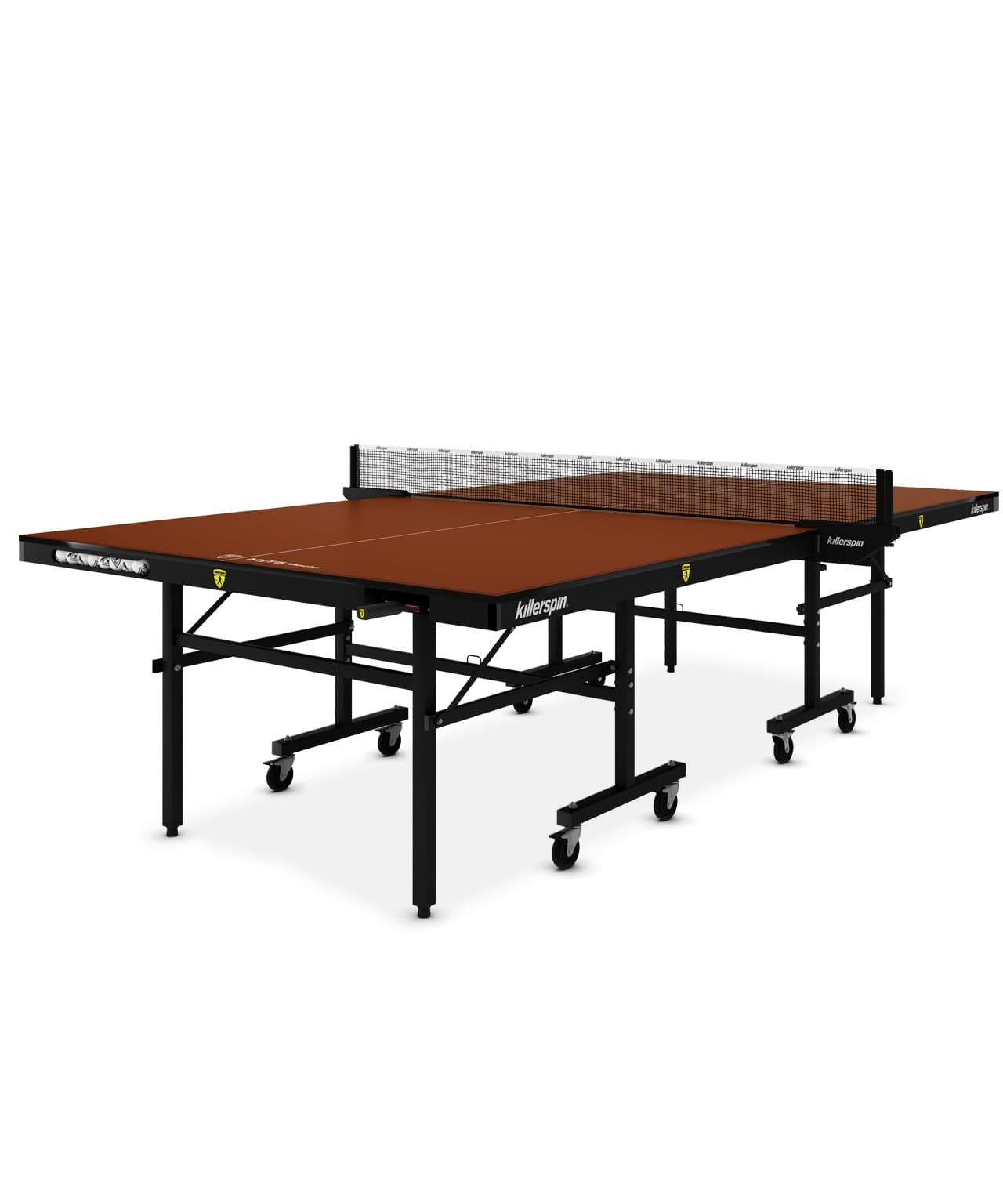 Killerspin MyT5 Folding Ping Pong Table| Adjustable Indoor Table Tennis Table with Storage Pockets for Home or Office| Tournament Quality Construction, Ittf Standard| Mocha