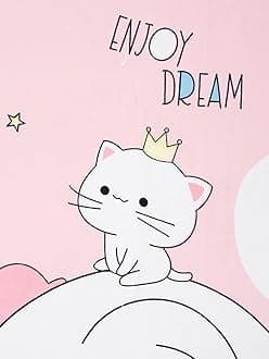 Home Sizzler 144TC Kid's Elephant & Kitty Elastic Fitted Double Bedsheet (72X78 Inch) with 2 King Size Pillow Covers