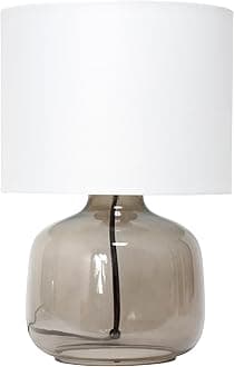 Simple Designs LT1211-SMW 13.75" Contemporary Glass Table Lamp, Smoke Gray with White Shade