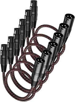 XLR Cables 2 ft 6 Pack, Premium XLR Male to Female Microphone Patch Cables 3 Pin Mic ​Cords DMX512 Cable Compatible with Speakers, Mixer, Stage Light