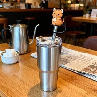 6Pcs Silicone Straw Cover Reusable Straws Toppers Drinking Covers Cute Cat Straw Cap For 10mm Stanley Topper