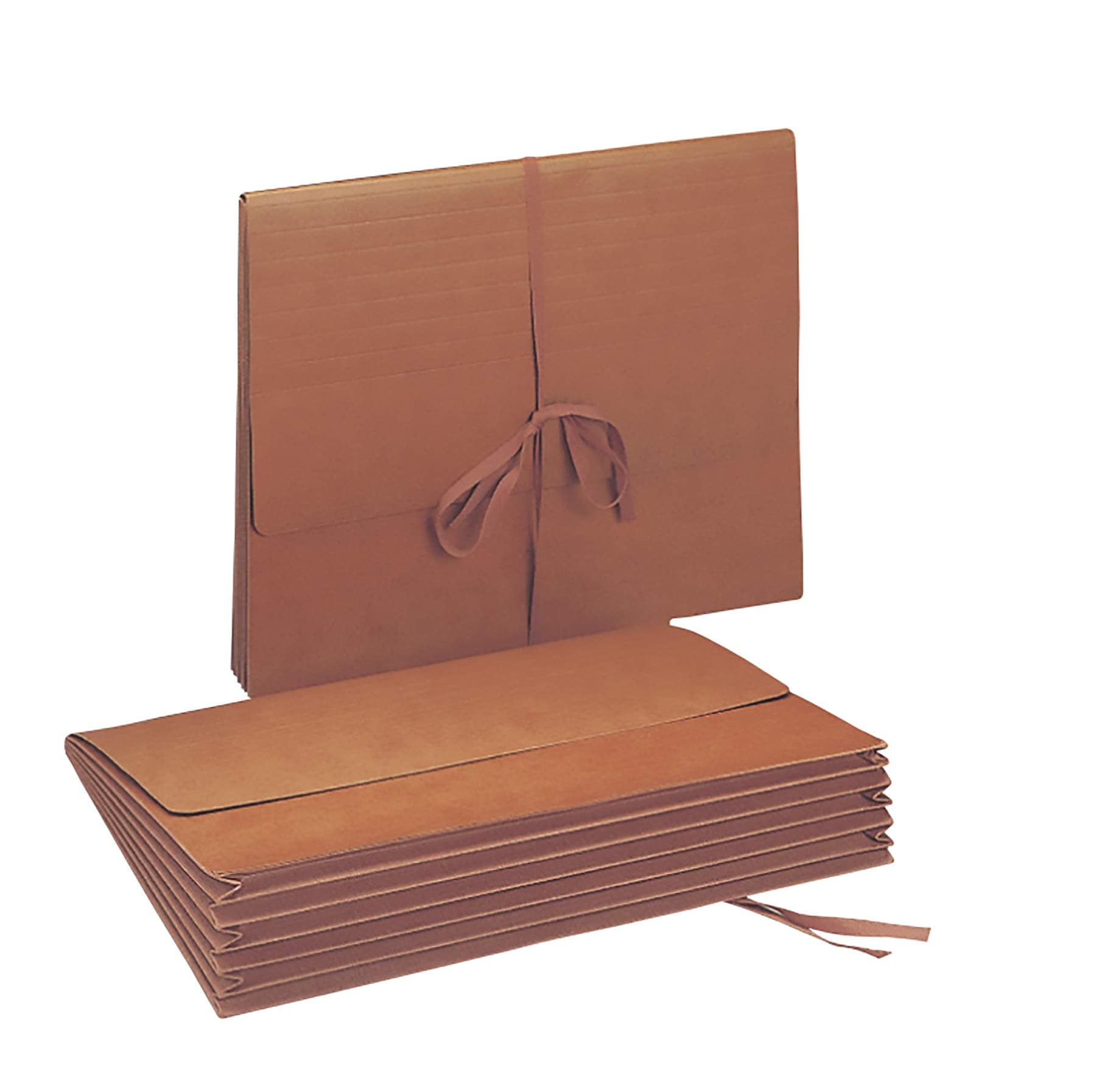 SmeadExpanding File Wallet with Flap and Cloth Tie Closure, 5-1/4" Expansion, Letter Size, Redrope, 10 per Box (71073)