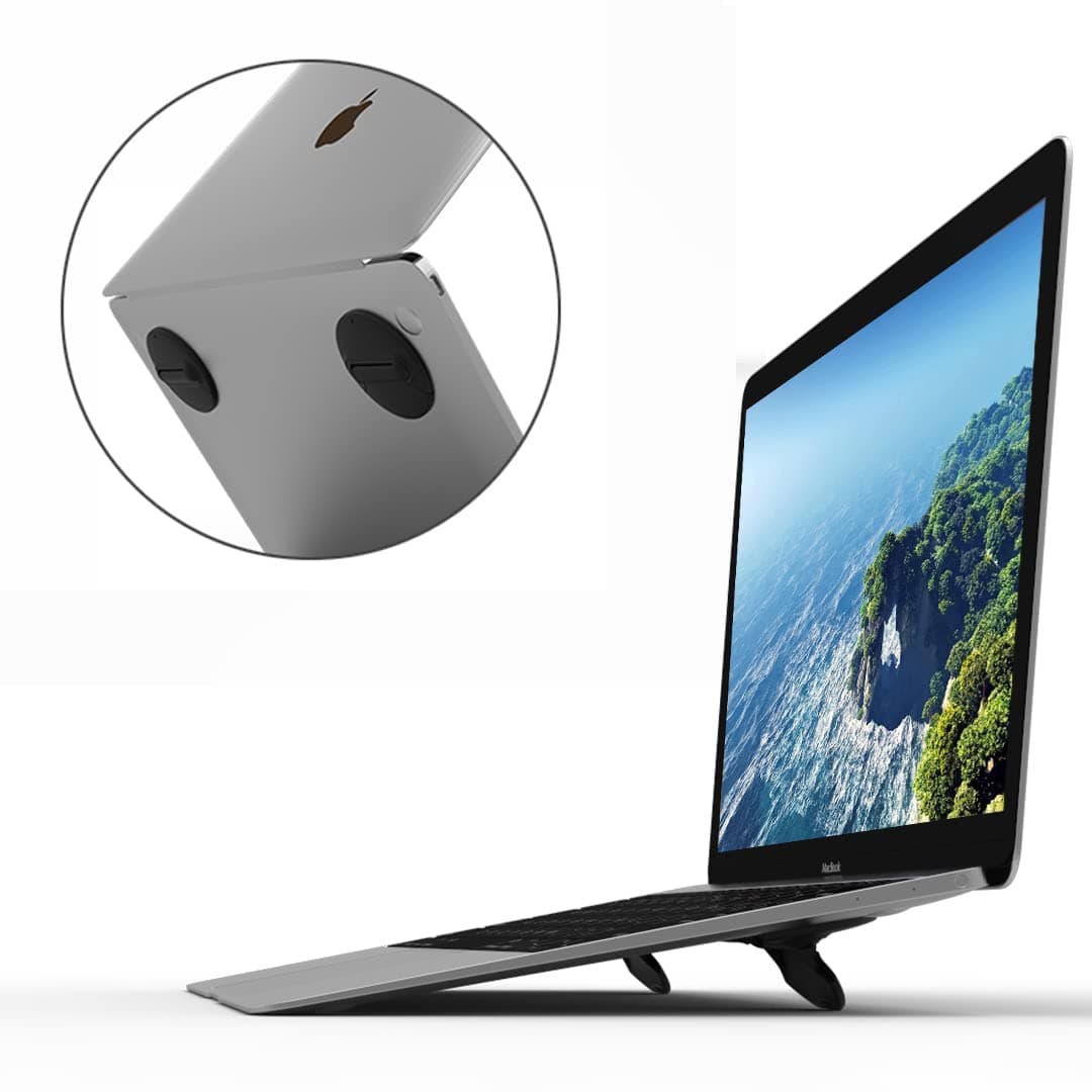 CQ Portable Invisible Laptop Stand for Desk, Ergonomic Computer Keyboard Riser Stand, 2PCS Repeatable Self-Adhesive Laptop Feet, Mini Foldable Laptop Cooling Pad