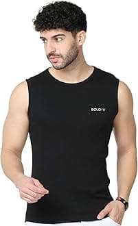 Boldfit Vest for Men Multipurpose Sando for Men for use in Gym, Running, Outdoor Black Baniyan for Men Sleeveless Undershirts for Men Round Neck Men Baniyan Quick Drying, Breathable Men Vest