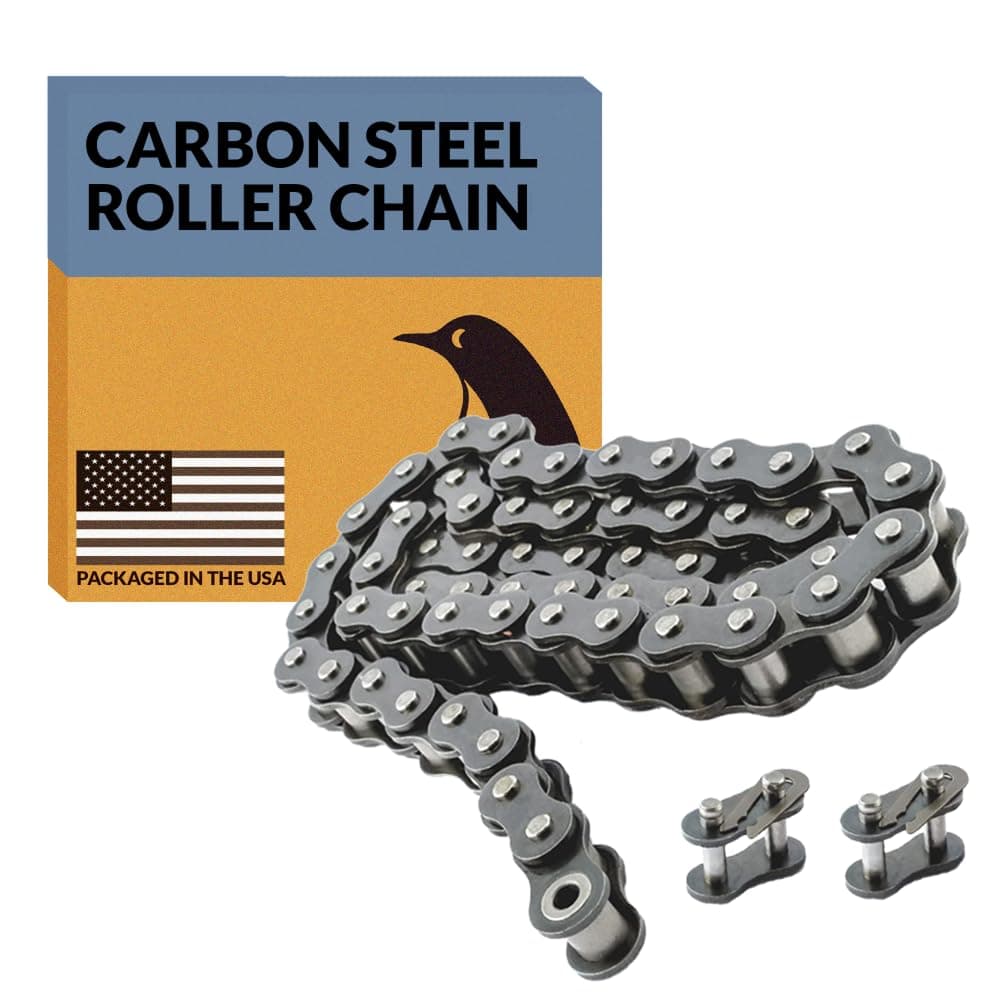 PGN #50 Roller Chain - 10 Feet + 2 Free Connecting Links - Carbon Steel Chain - 191 Links