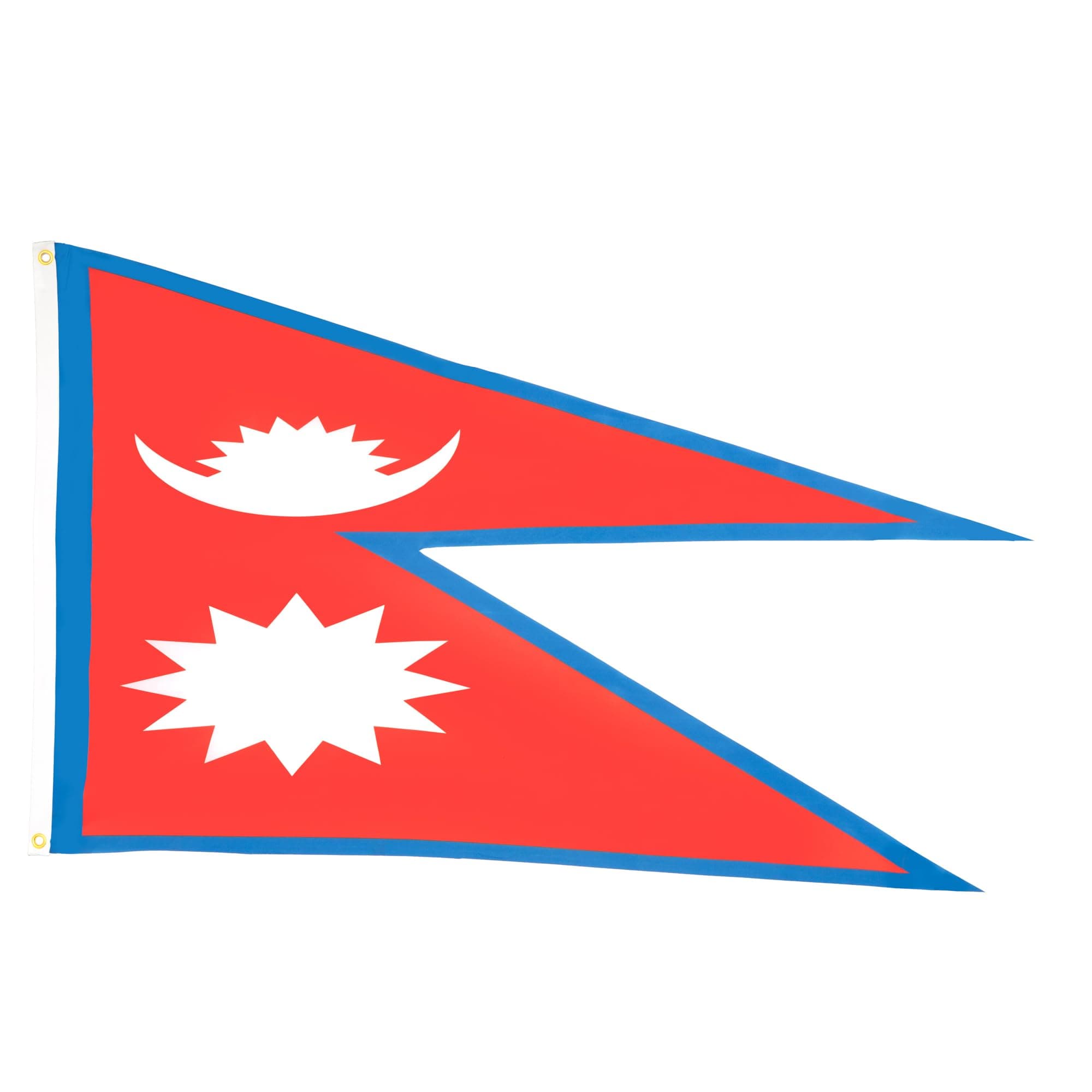 Nepal Flag - 3x5 Ft - Light Polyester Nepalese Banner with Two Brass Eyelets - Fade Resistant - Vivid Colors - 3' x 5' Feet - 150x90 Cm