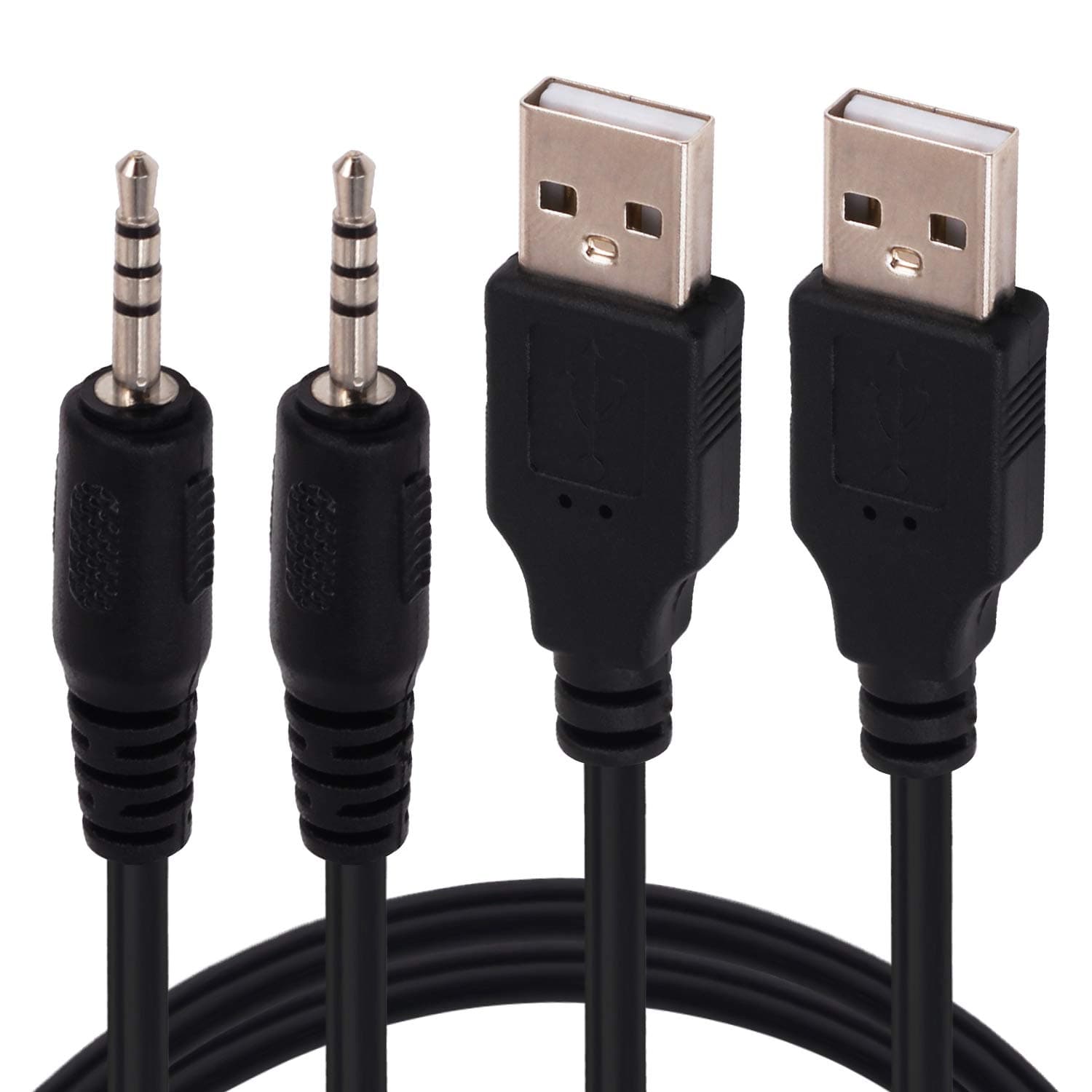 USB to 2.5mm Charger Cord, [2 Pack] 0.2m 2.5mm Male Jack Plug to USB 2.0 Male Data Extender Aux Audio Charging Cable Adapter (USB to 2.5mm)
