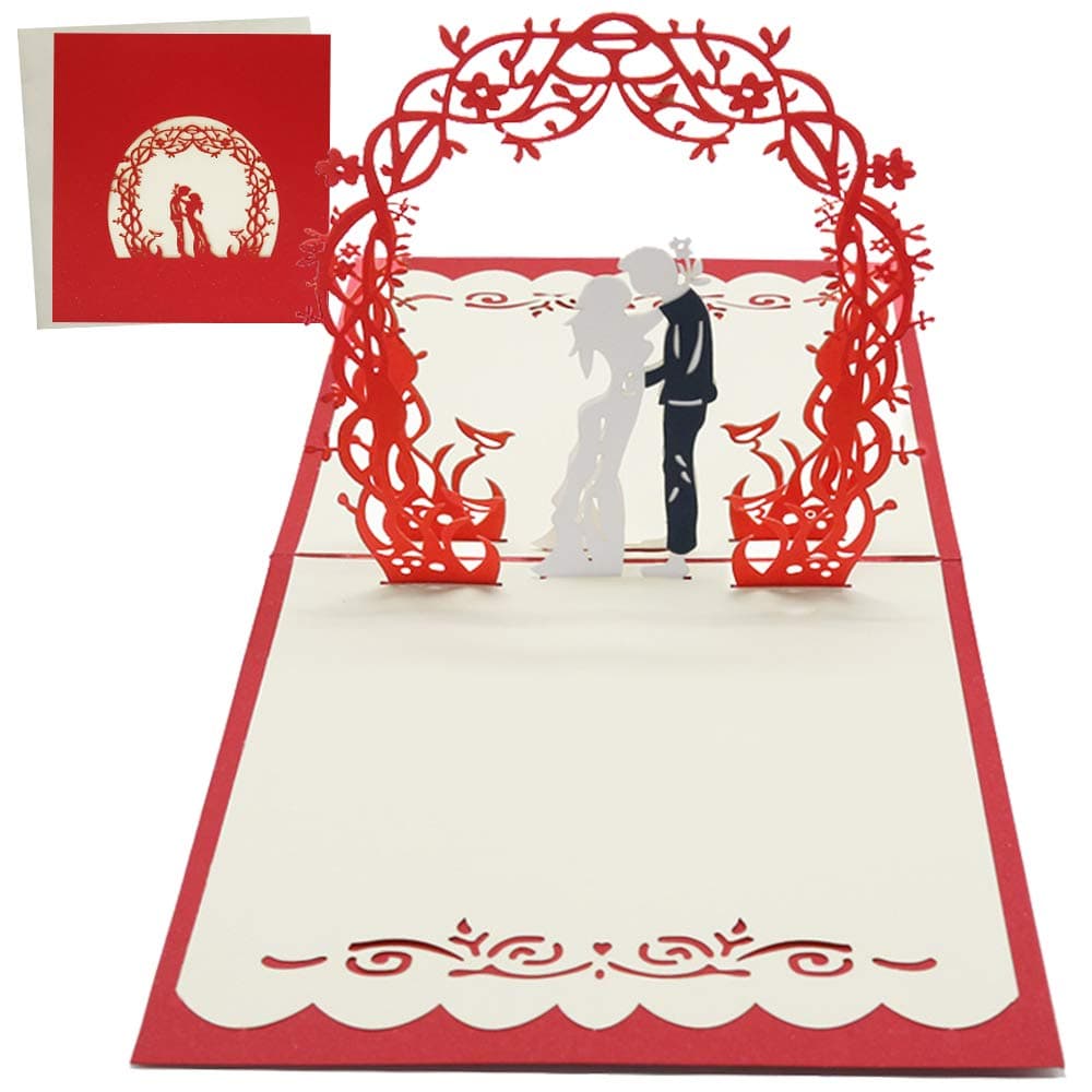AOBETAK 3D Pop Up Cards with Envelope for Her Him Couples Wife Husband, Luxury Bride and Groom Under Arch,Greeting Cards for Anniversary Wedding Birthday Christmas Valentine's Day Fathers Mothers Day