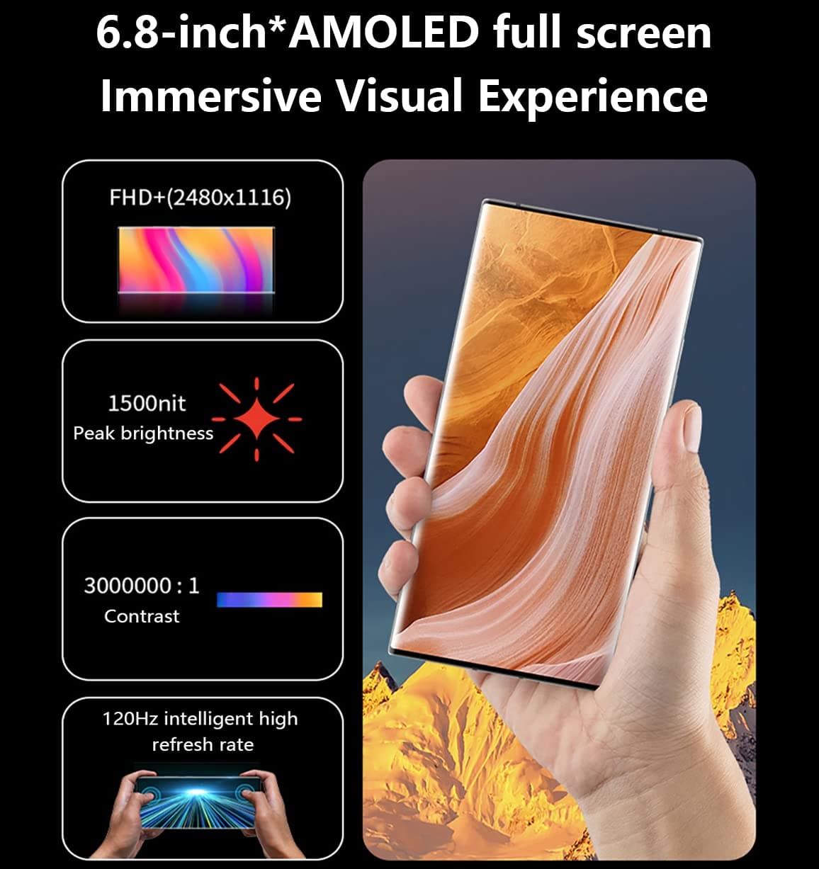 ZTE Axon 40 Ultra Smartphone - 5G Unlocked Android Cell Phone, Snapdragon 8G1, 64MP Triple Camera, 6.8" 120Hz AMOLED Flexible Curved Screen, 5000mAh 65W, 8GB+128GB, NFC, Black