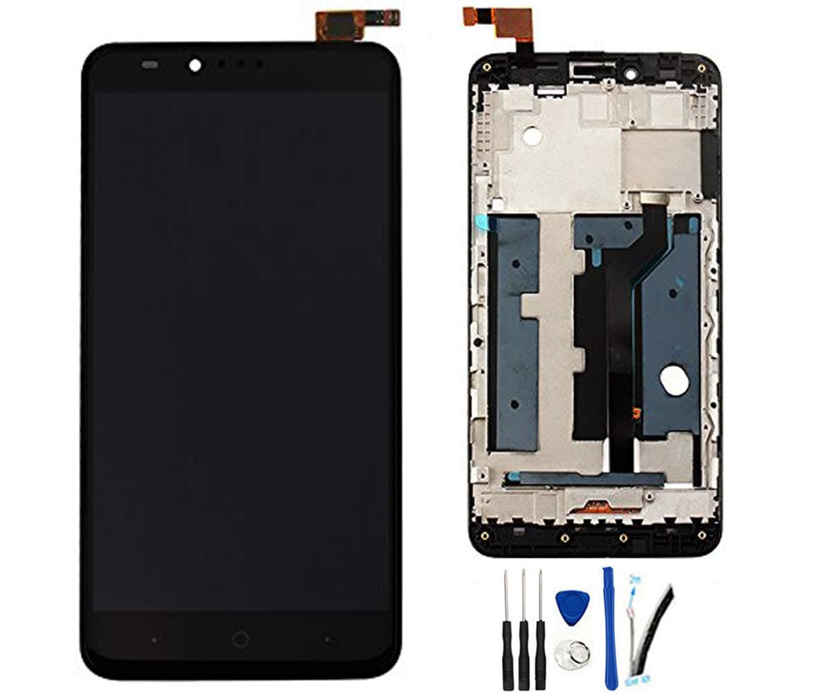 SOMEFUN LCD Screen Replacement for ZTE Zmax Pro Z981 6.0" Display Screen Digitizer Touch Glass Panel Assembly【Black with Frame/Bezel】
