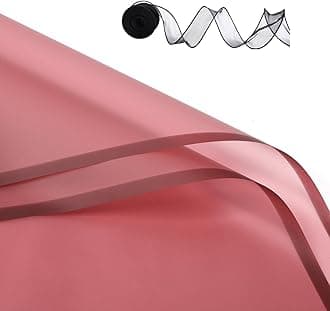 Rumvan Flower Wrapping Paper, 20 Sheets, Waterproof, Floral Bouquet Design, for Wedding, Birthday Gift, DIY Florist Supplies (Red Wine Colour)