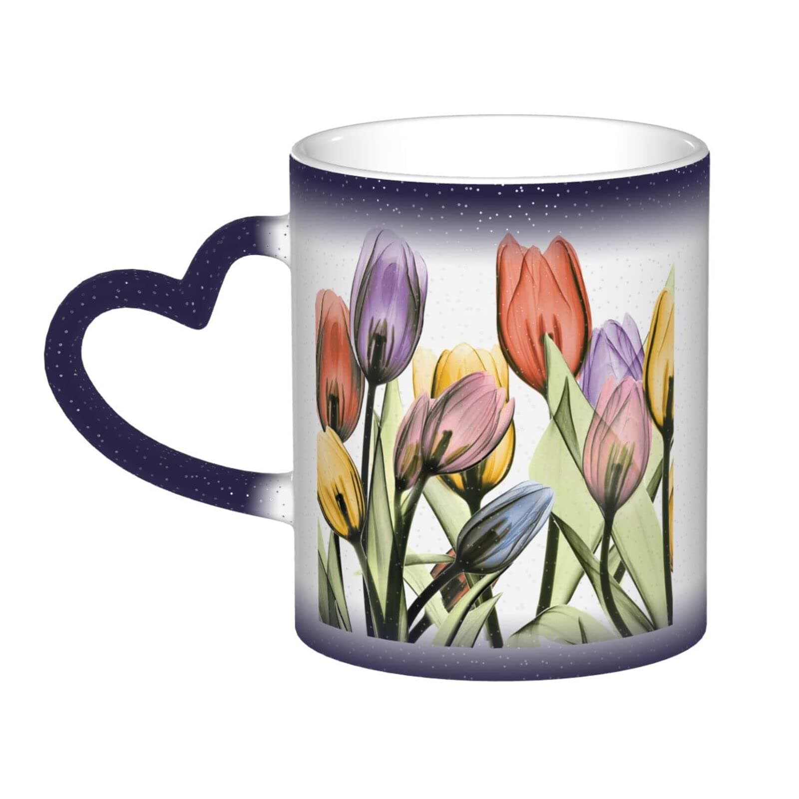 Tulip Scape Print Color Changing Mug in The Sky Ceramic Cup Personalized Gifts for Family Lovers Friends