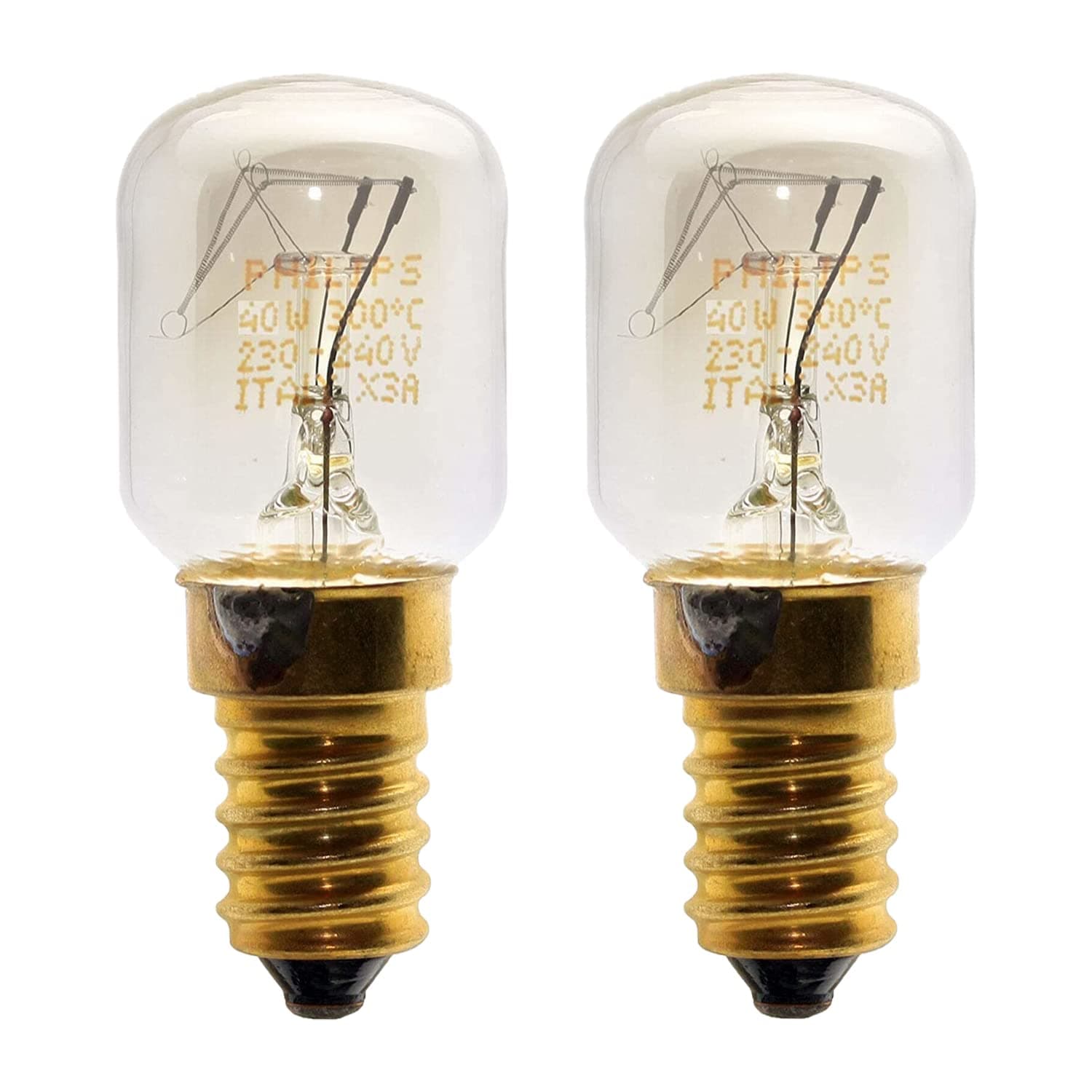 QuebecPhilips Oven Pygmy Lamp – SES E14 Small Edison Screw - Warm White Clear - Incandescent Traditional Replacement Light Bulb - Pack of 2 [Energy Class G] (40, watts)