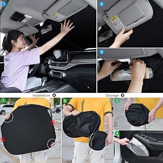 Car Windshield Sunshade 140 * 70cm Car Front Window To Keep Your Vehicle Cool with Storage Pouch Blocks UV Rays (142 * 80cm)