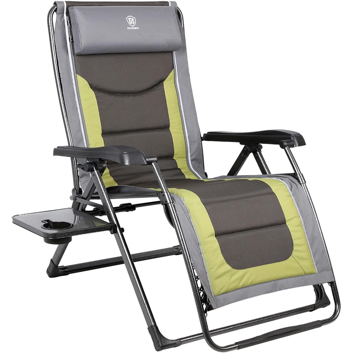 Oversize XL Zero Gravity Recliner Padded Patio Lounger Chair with Adjustable Headrest Support 350lbs (Olive Green)