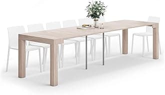 Mobili Fiver, First, Extendable Console Table, 45(305) x90 cm, Pearled Elm, Made In Italy