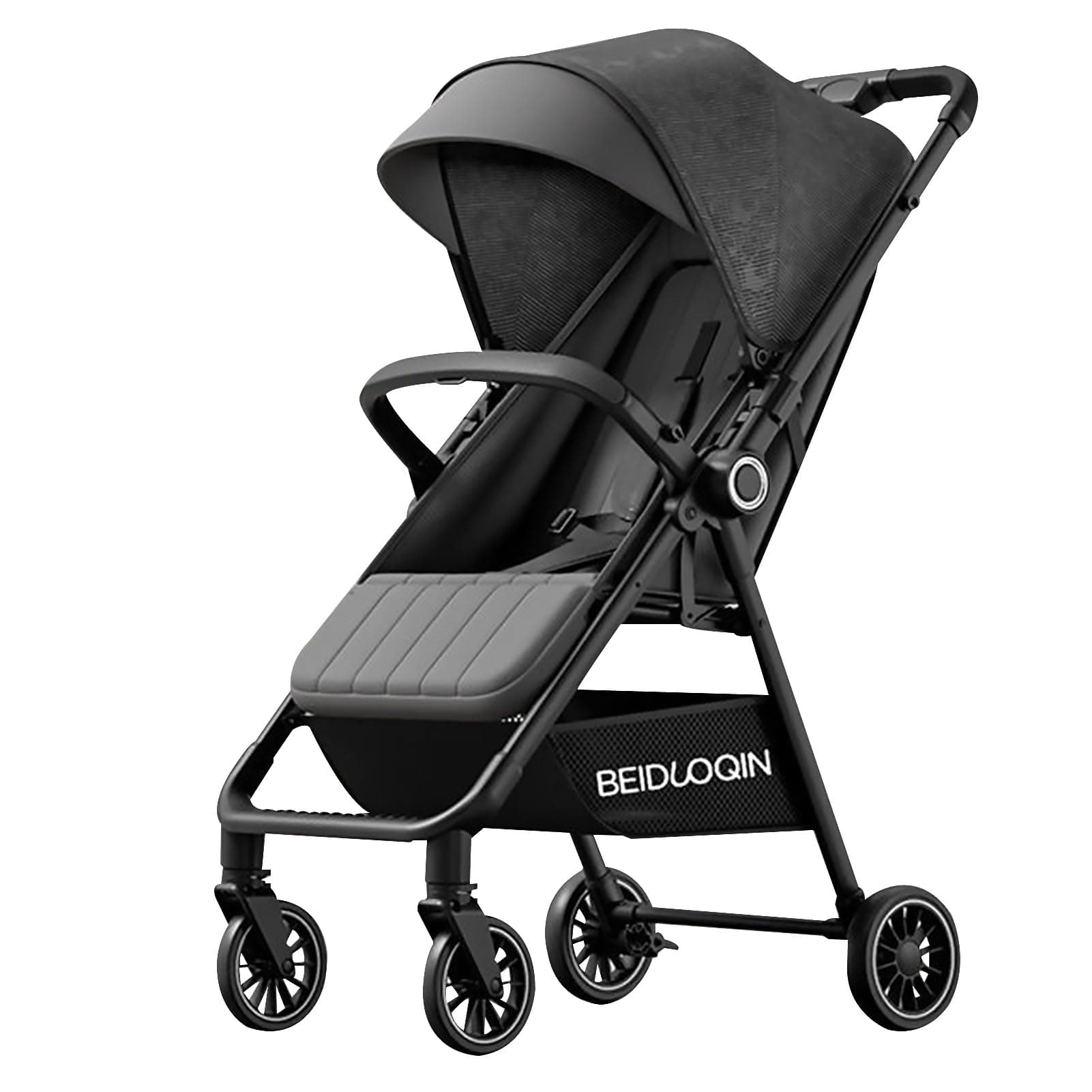 Beauenty Reversible Handle Two-way Stroller for Baby Boy Girl 0-3 Years Old, Button Press Automatic Foldable Lightweight Baby Stroller Travel Gear (Black)