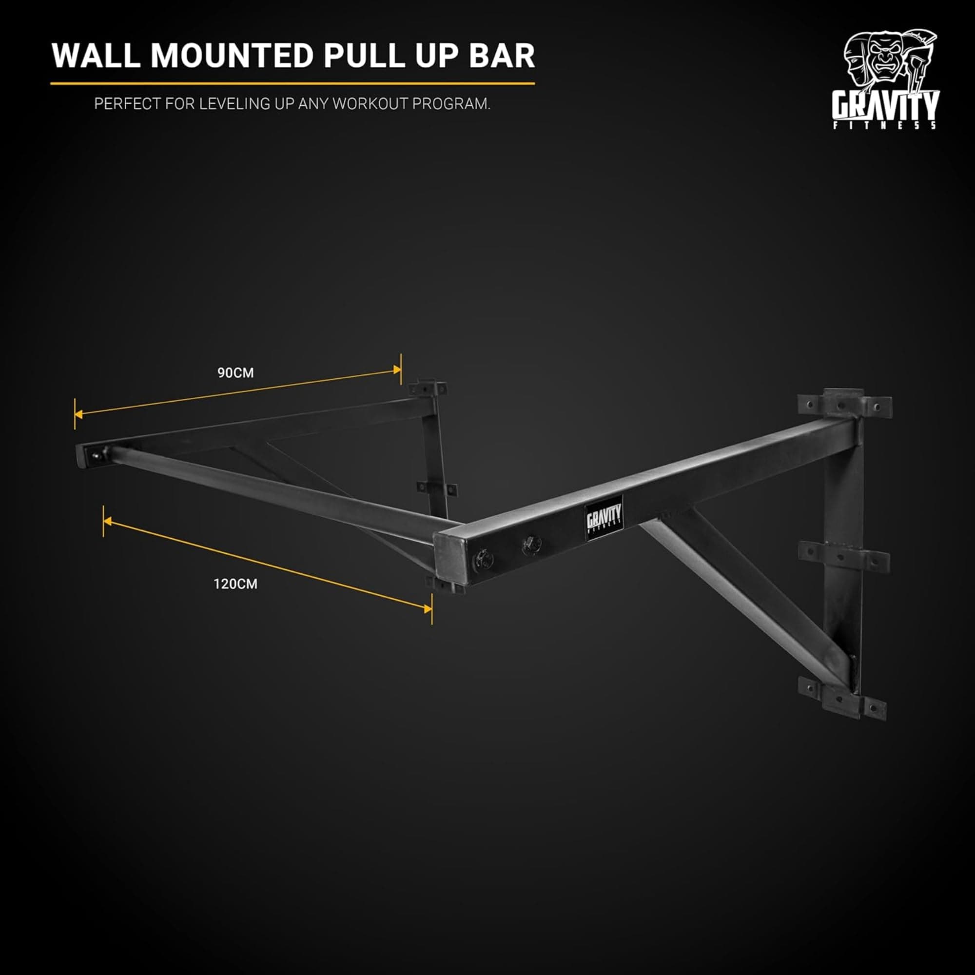 Gravity Fitness Wall Mounted Pull Up Bar – Heavy Duty Chin Up Bar for Calisthenics, & Strength Training – High-Grade Fitness Equipment for Home & Commercial Gym,