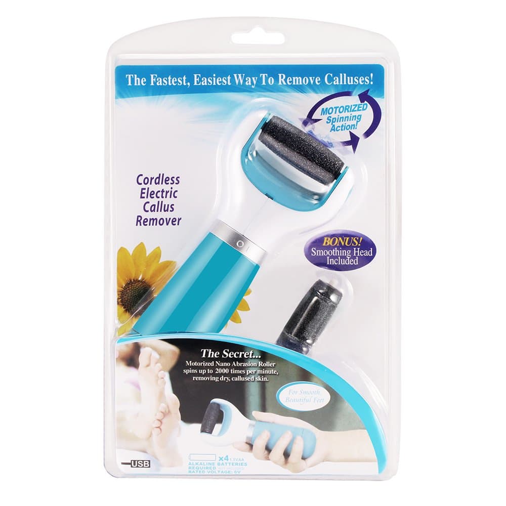 Electric Callus Remover, Battery-Powered Foot File Pedicure Tools for Your Feet and Nails (Blue)