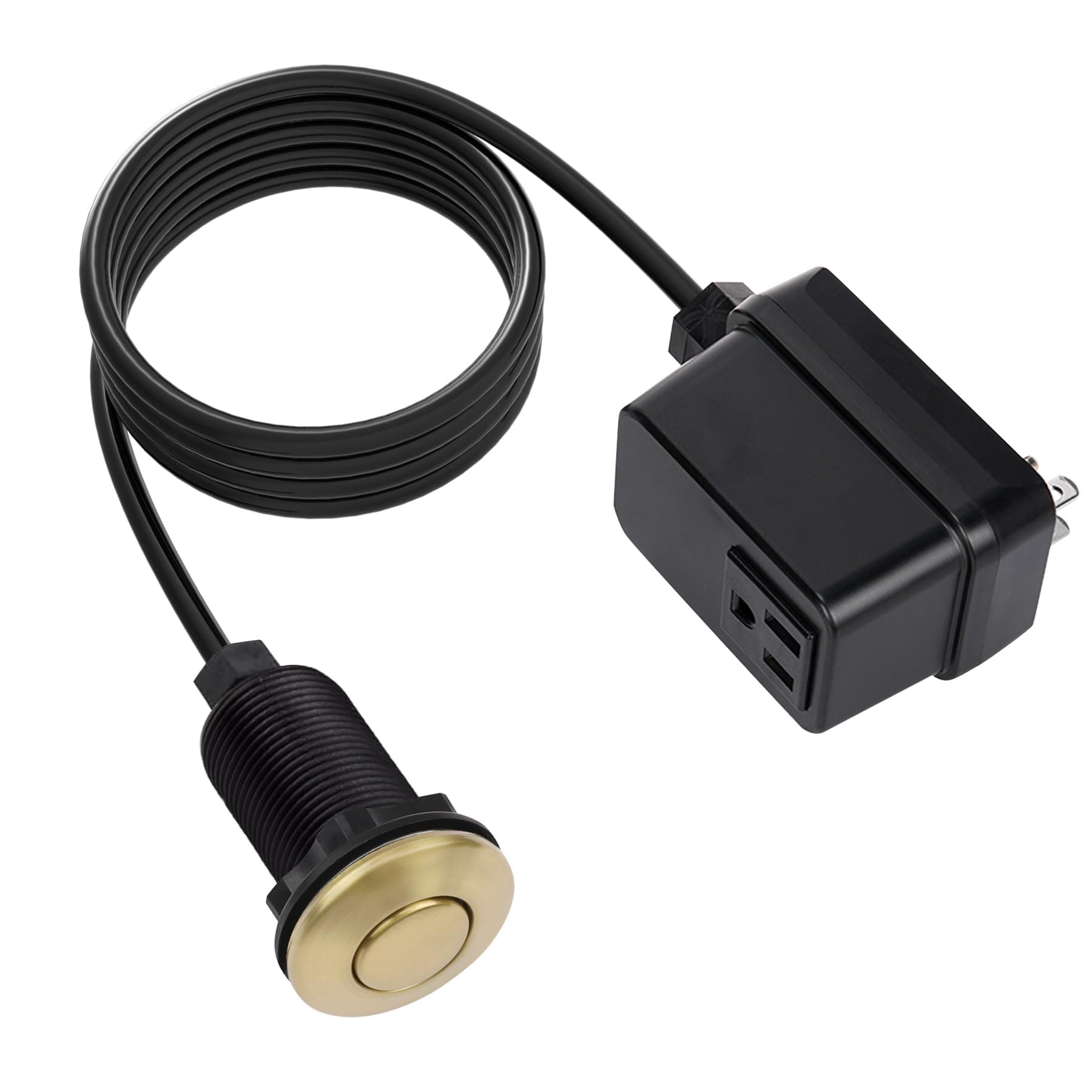 Garbage Disposal Switch, Cordless Air On Off Kit for Food Waste Disposer, Brushed Gold, SHORT 2.5" Sink Top Push Button by CLEESINK