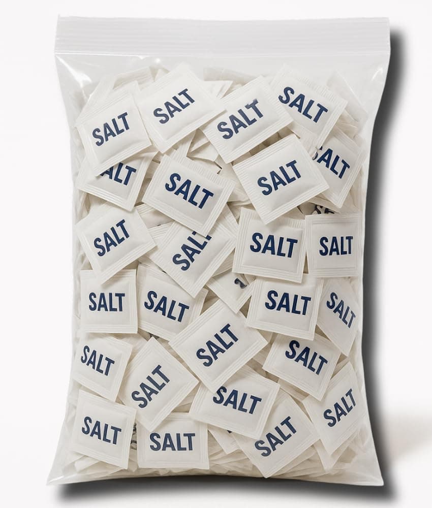 Individual Salt Packets by Salty Ernie, Iodized Table Salt, 0.6 grams | 200 Packets
