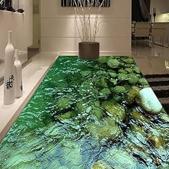 Stream Stone 3D Floor Wallpaper Living Room Bathroom Floor Tiles Decorative Wall Stickers Waterproof Thickening Wallpaper Painting