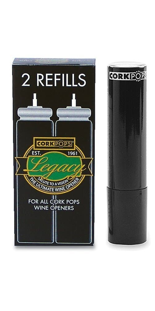 Cork Pops Wine Bottle Opener Refill Cartridges 2 Per Box- Eco-Friendly Low-Pressure, Fits All Cork Pops Models Opens 60-80 Bottles Per Cartridge 2 Boxes