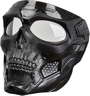 Eliane Goggle Mask Anti Scratch UV Protective Face & Eyewear Windproof Dirt Shield With Soft Foam Padded Detachable Mouth Filter For cycling Bike Off Road Racing Ride Unisex (Transparent Goggle Skull)