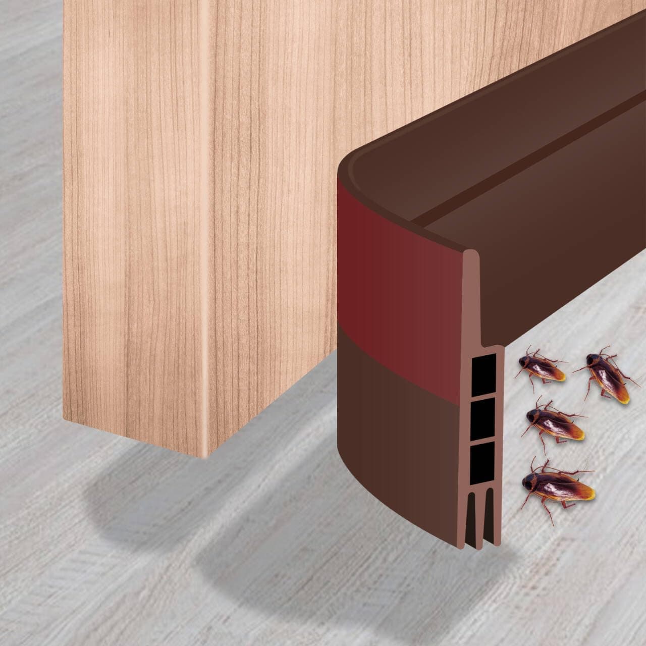 3-Layer Door Seal Strip, 3M Door Draft Stopper, Bottom Seal Strip, Adhesive Draft Blocker for Exterior & Interior Doors, Dust, Air, Soundproof, Weather Stripping (Brown)