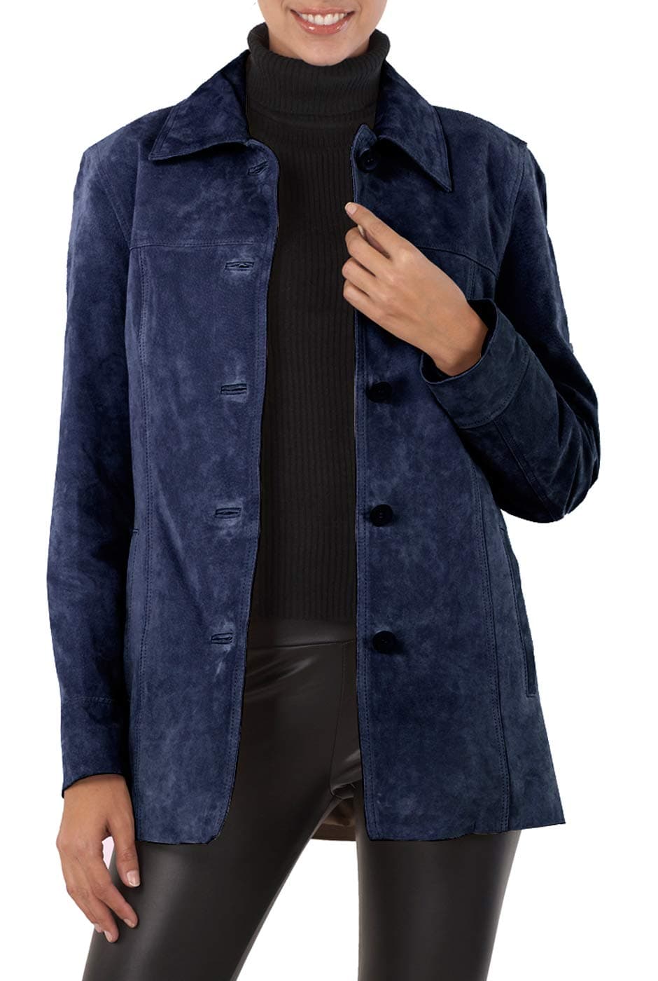 Women's Anna Suede Leather Car Coat (Regular & Plus Size & Petite)