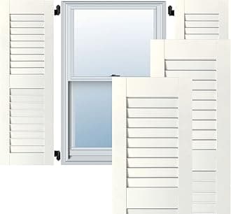 Ekena Millwork RWL15X050PRP Exterior Real Wood Pine Louvered Shutters (Per Pair), Primed, 15"W x 50"H