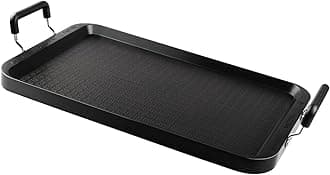 Stove Top Flat Griddle, 17 Inch 2 Burner Griddle Pan for Stove Top Grill, Aluminum Pancake pan, Non-Stick Charcoal Grill For Outdoor/Camping