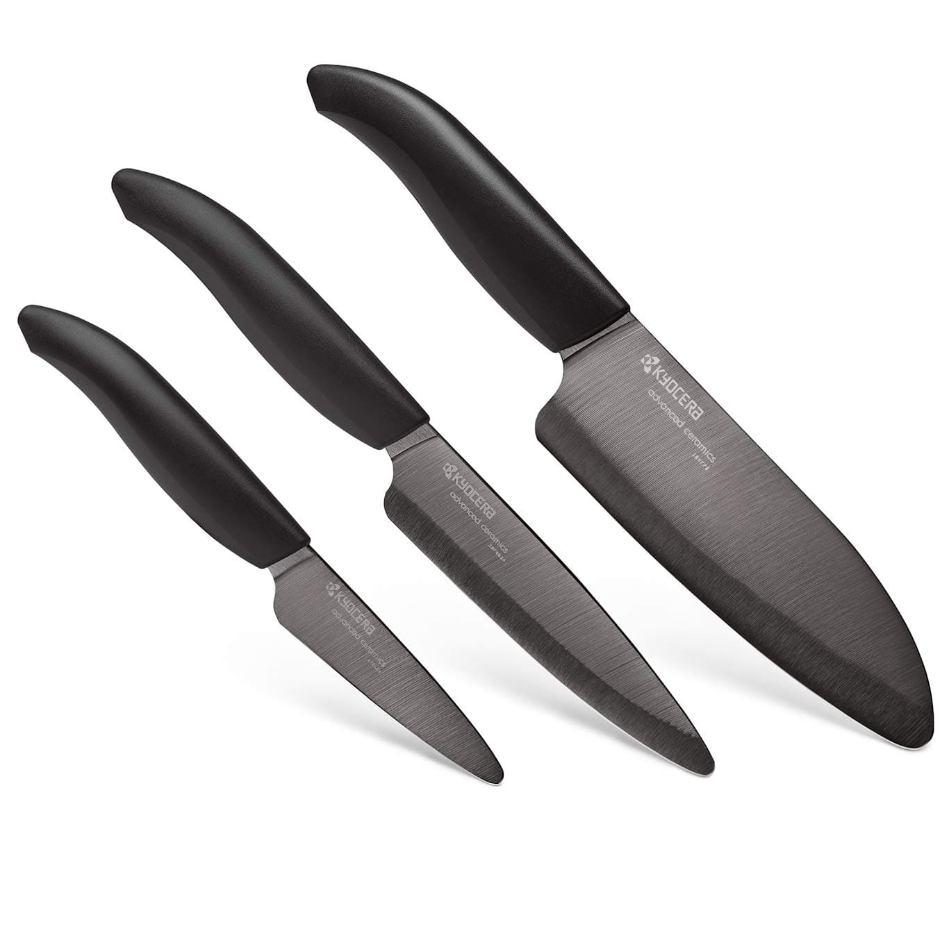 FK-3PC-BKBK Ceramic Advanced Knife Set, 5.5" 4.5" 3", Black Handle With Black Blade
