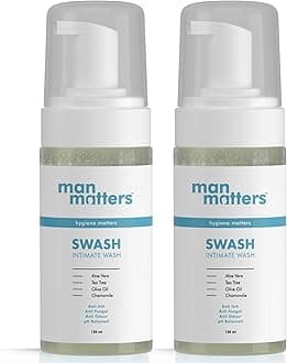 Man Matters Intimate Wash 120ml for Men- Anti Bacterial, Anti Itch, Anti Odour | Better Private Parts Hygiene| pH Balanced Intimate Hygiene Wash with Aloe Vera, Tea Tree | Pack of 2