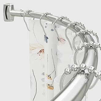 Chrsouly Adjustable Curved Shower Rod, 31-50 inches Extra Wide Shower Curtain Rod, Rust proof, Premium Stainless Steel, Curved Shower Rod for Bathroom, Nickel