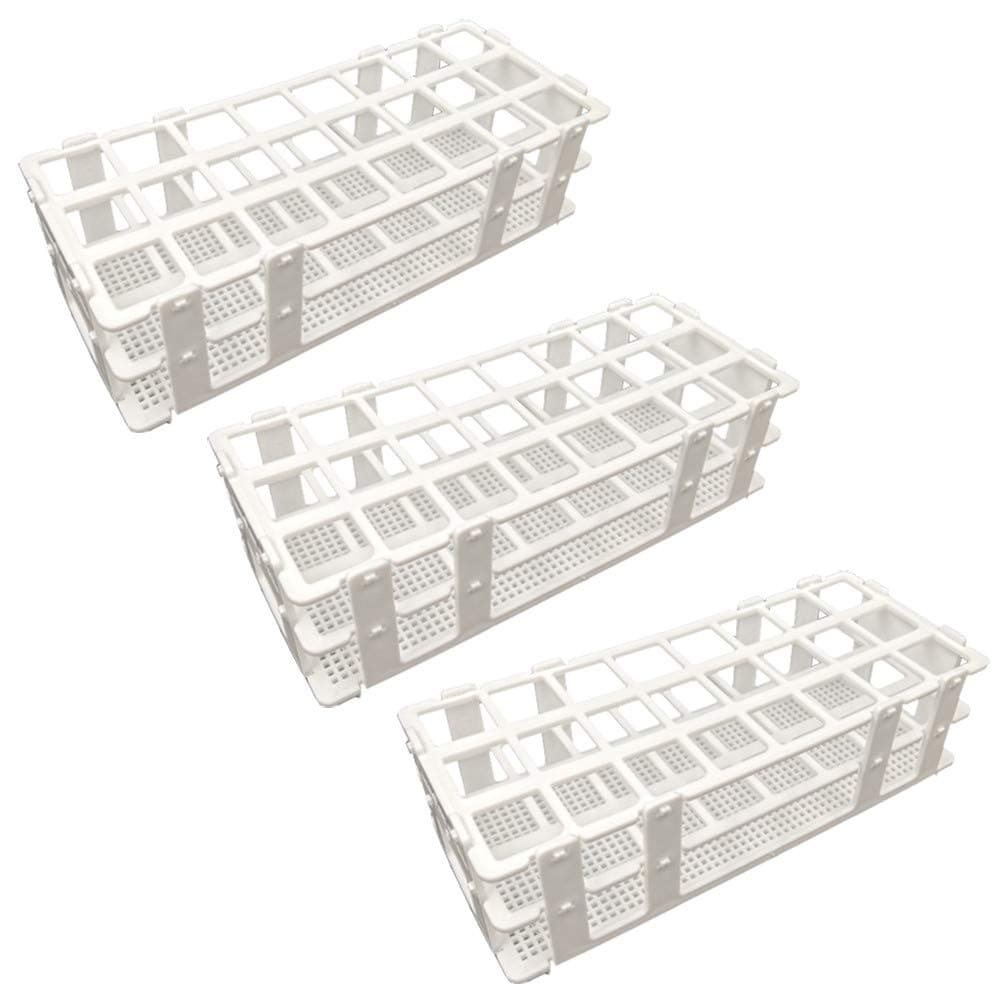 3 Packs Plastic Test Tube Rack, 24 Holes Lab Test Tube Rack Holder for 25mm Test Tubes, White, Detachable (24 Holes)