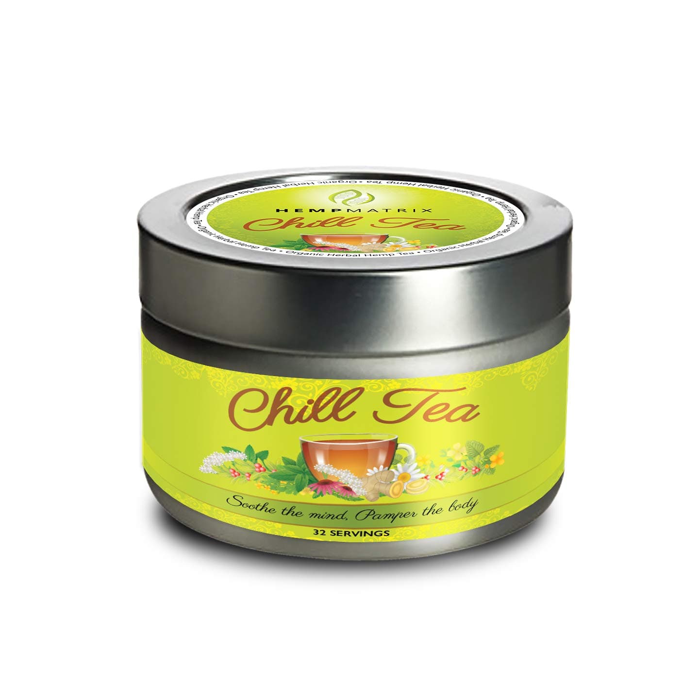 Hemp Loose Leaf Herbal Tea - Organic Chill Blend Tea - High Potency Tea - 16 mg Per Serving (32 Servings)