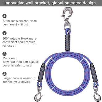 SELEWARE Innovative Heavy Duty Boat Tow Harness with 3 Permanent Antirust SUS304 Stainless Steel 360° Swivel Hook Fit for Larger Boats and Pontoons (141 Inch, 2800 lbs)