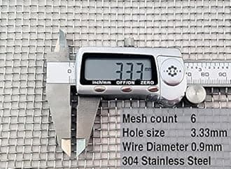 3.33mm Hole Size - Stainless Steel 304L - Cut Size: 15cm x 15cm - 6 Mesh Count - Woven Wire Mesh - By Inoxia