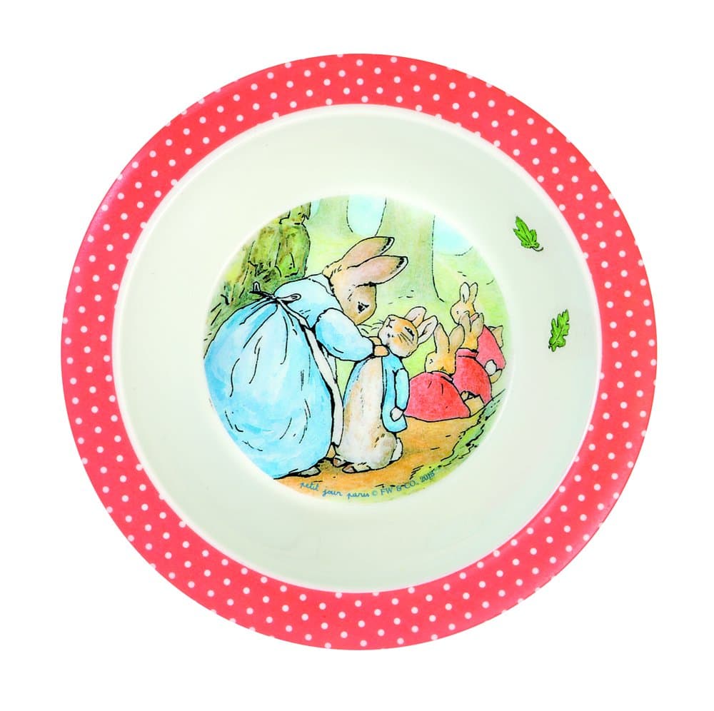 Peter Rabbit Melamine Bowl Red Spot Rim
